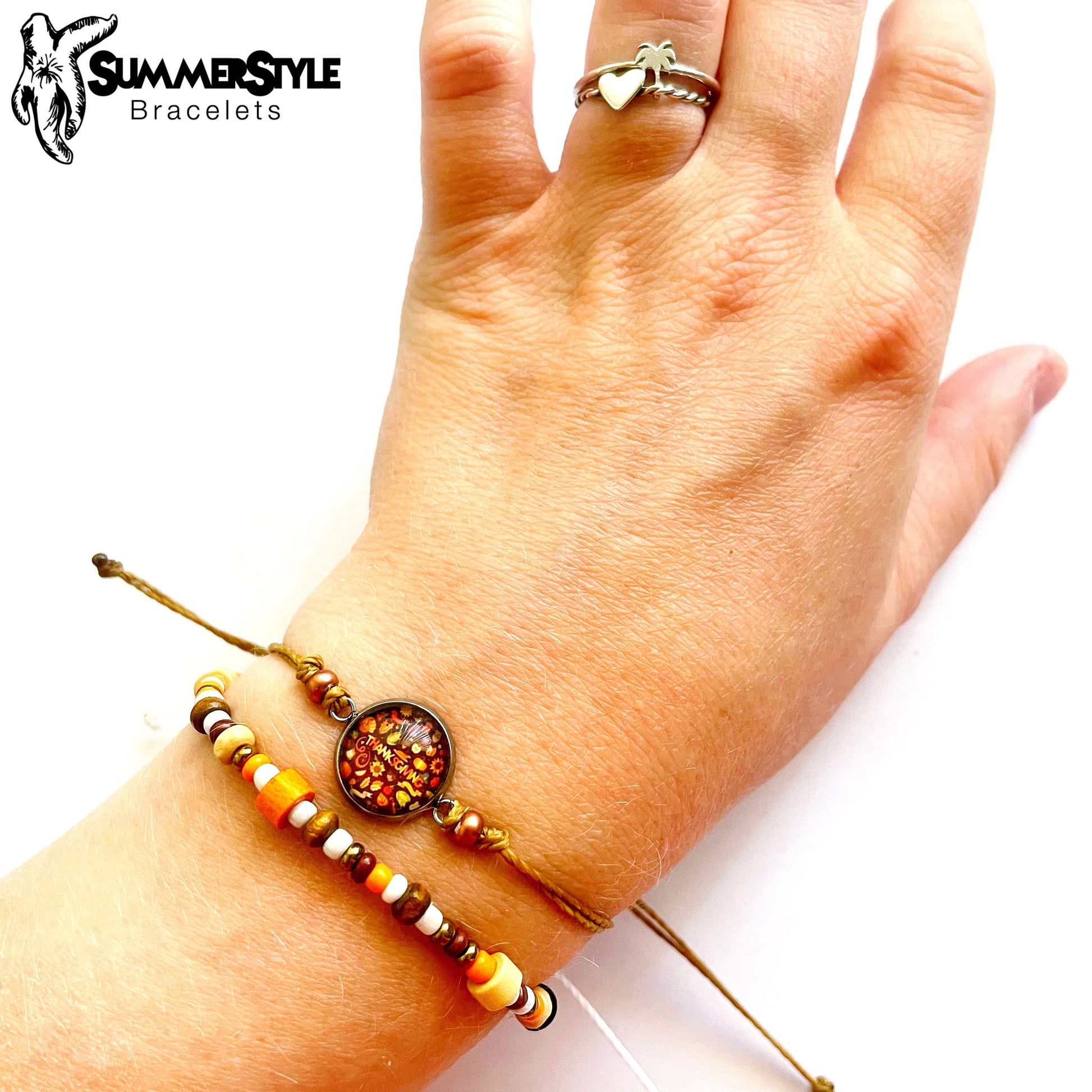 Thanksgiving Adjustable Waterproof Bracelet Pack, Fall Bracelet, Thanksgiving Jewelry, Wax Cord Bracelet, Waterproof Cord