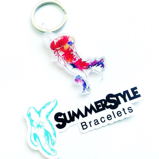 Clear Watercolor Jellyfish Acrylic Keychain, Sea Creature Keychain, Acrylic Keychain, Backpack Keychain, SummerStyle Bracelets