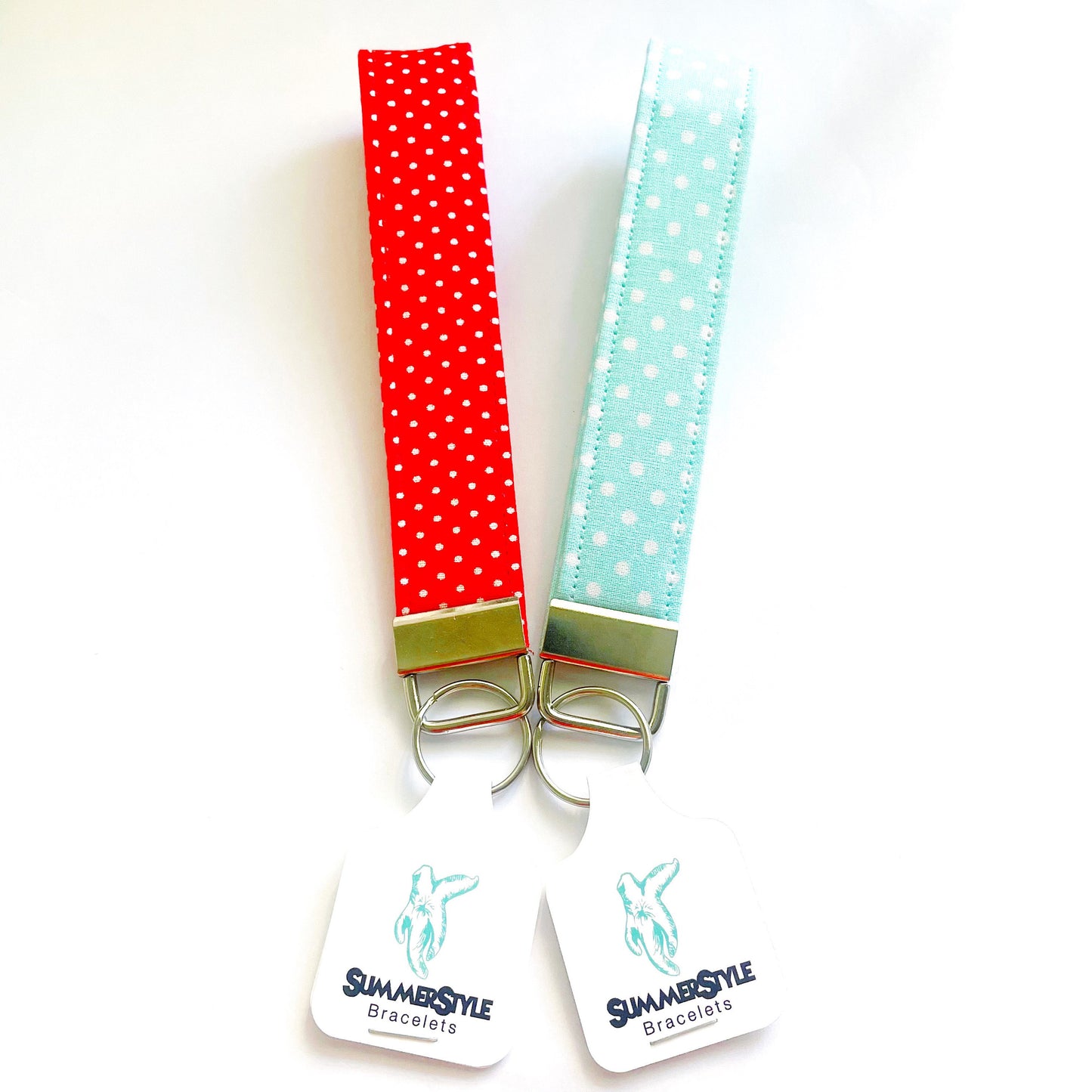 Polka Dot Key Fob Wristlet, 6.5in Wristlet Lanyard, Keychain Wristlet, Handmade Lanyard, SummerStyle Bracelets