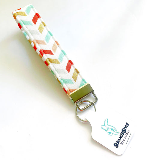 Metallic Chevron Key Fob Wristlet, 6.5in Wristlet Lanyard, Keychain Wristlet, Handmade Lanyard, SummerStyle Bracelets