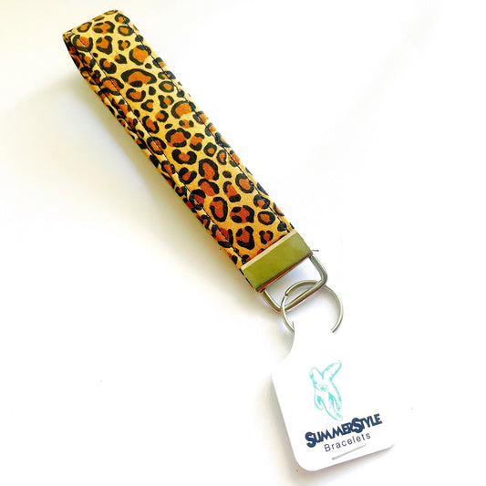 Cheetah Key Fob Wristlet, 6.5in Wristlet Lanyard, Keychain Wristlet, Handmade Lanyard, SummerStyle Bracelets