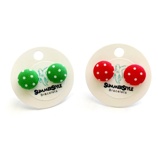 CHRISTMAS Polka Dot Fabric Stud Earrings | Christmas Earrings | Christmas Jewelry | SummerStyle Bracelets