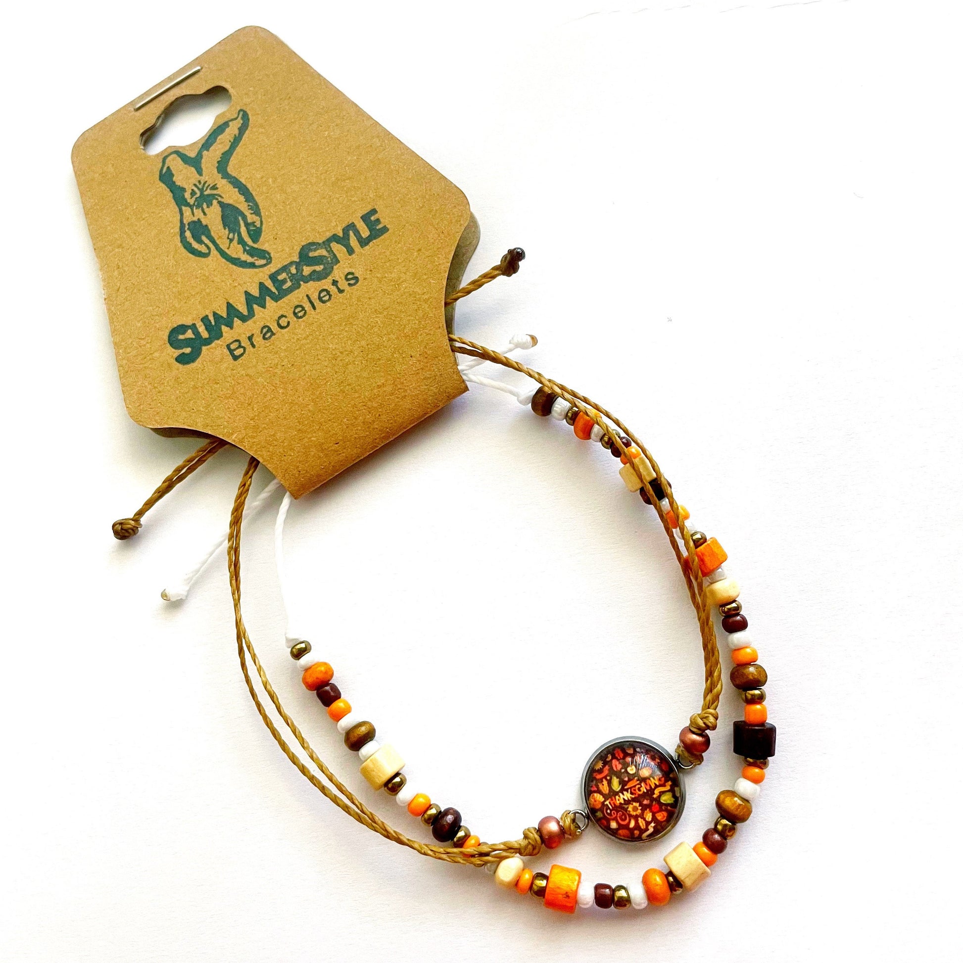 Thanksgiving Adjustable Waterproof Bracelet Pack, Fall Bracelet, Thanksgiving Jewelry, Wax Cord Bracelet, Waterproof Cord