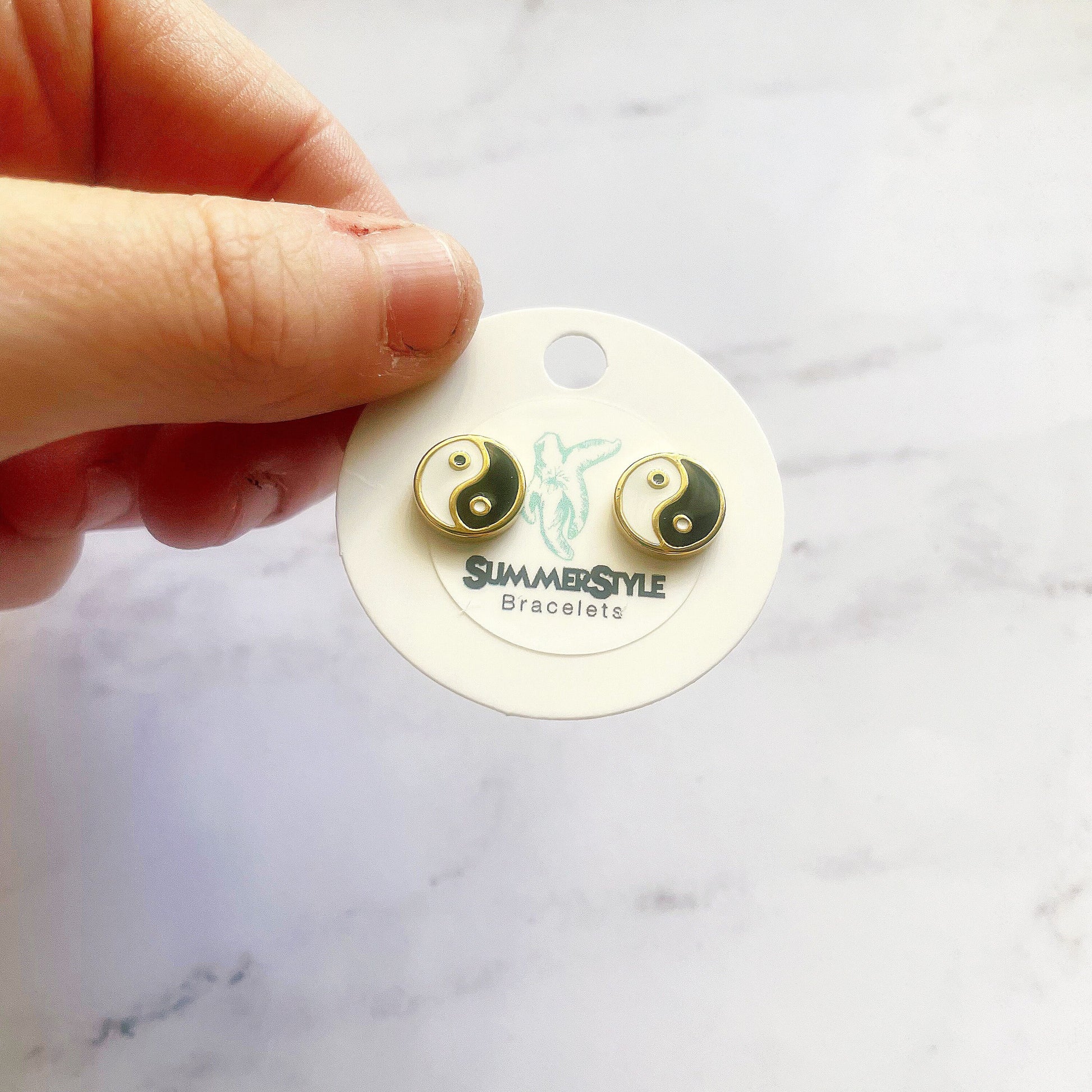 Yin Yang Stud Earrings, Stud Earrings, Stainless Steel Studs, Yin Yang Earrings, SummerStyle Bracelets