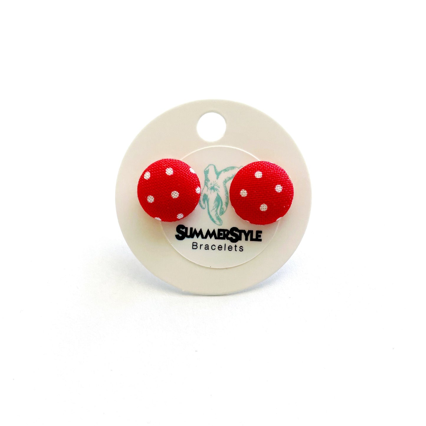 CHRISTMAS Polka Dot Fabric Stud Earrings | Christmas Earrings | Christmas Jewelry | SummerStyle Bracelets