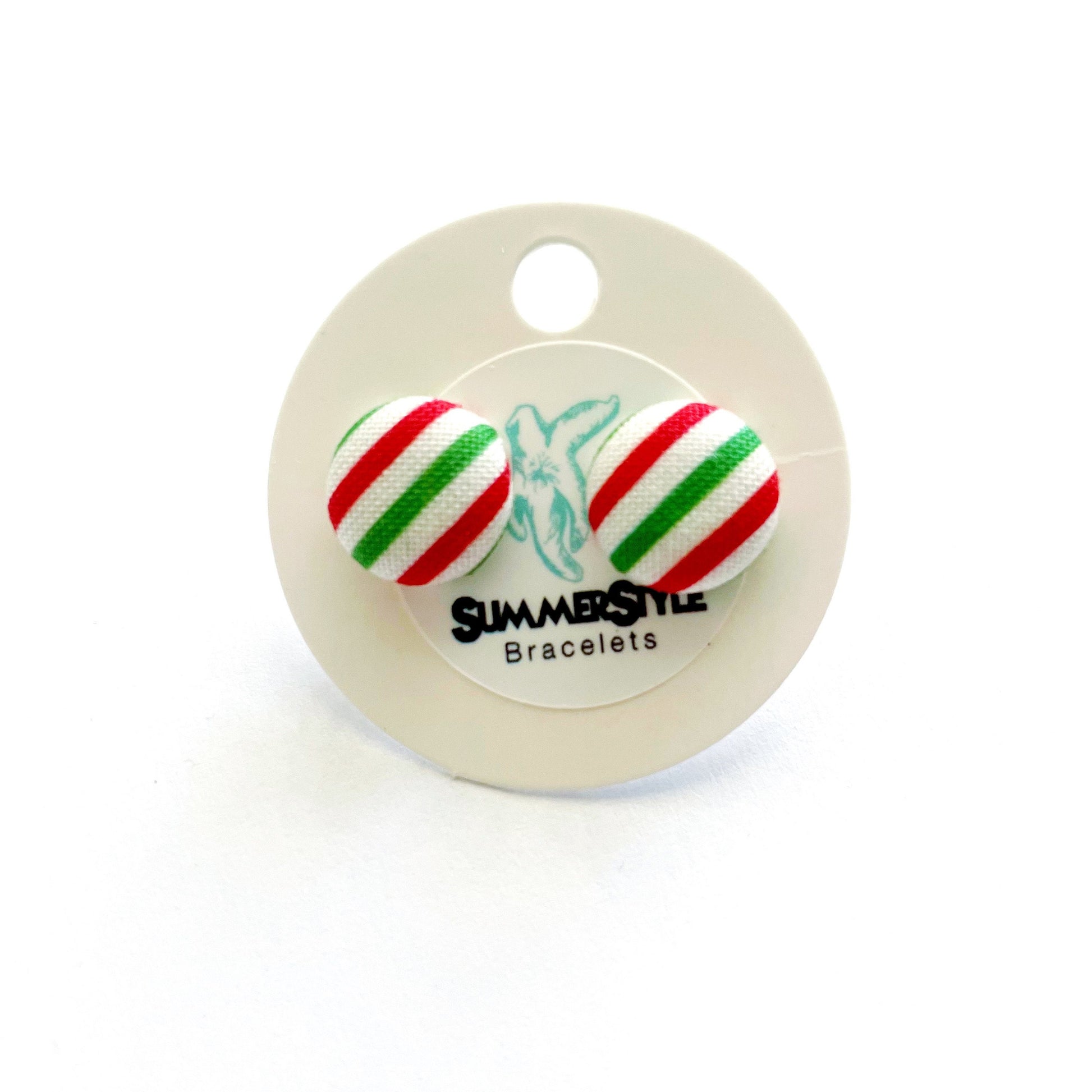 CHRISTMAS Stripe Fabric Stud Earrings | Christmas Earrings | Christmas Jewelry | SummerStyle Bracelets