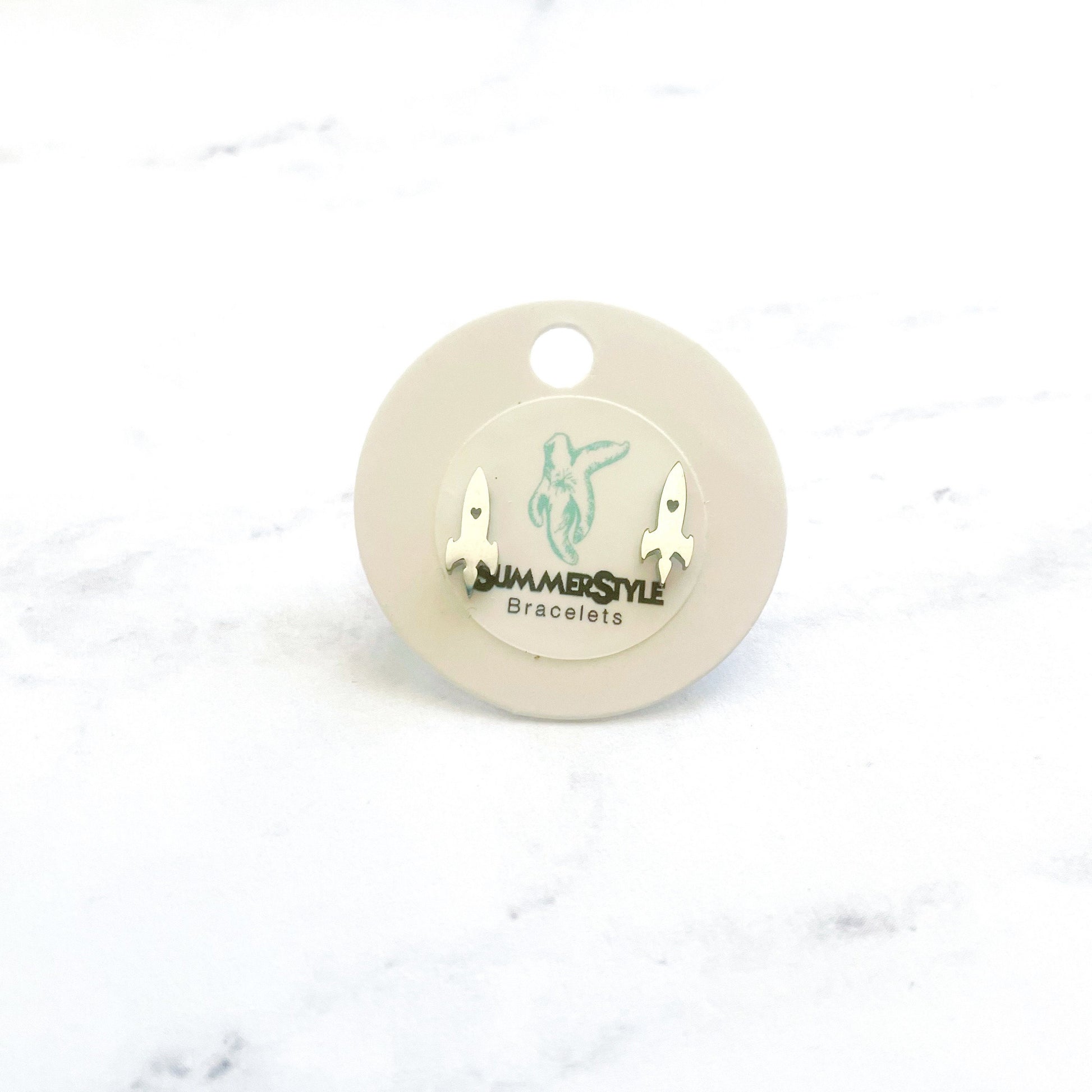 Silver Rocket Ship Stud Earrings, Stud Earrings, Stainless Steel Studs, Astronomy Earrings, SummerStyle Bracelets