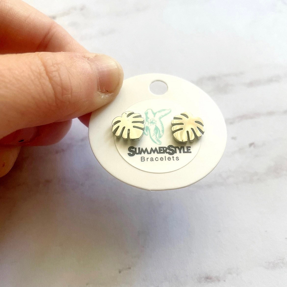 Silver Monstera Leaf Stud Earrings, Stud Earrings, Stainless Steel Studs, Plant Earrings, SummerStyle Bracelets