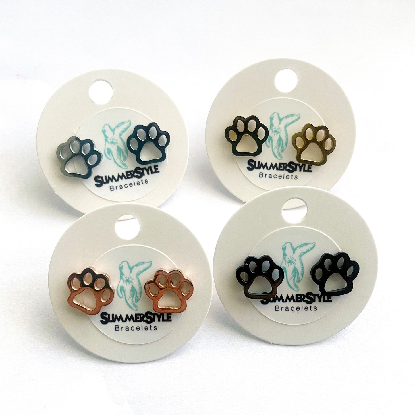 Paw Print Stud Earrings, Stud Earrings, Pet Studs, Dog Earrings, Cat Earrings, SummerStyle Bracelets