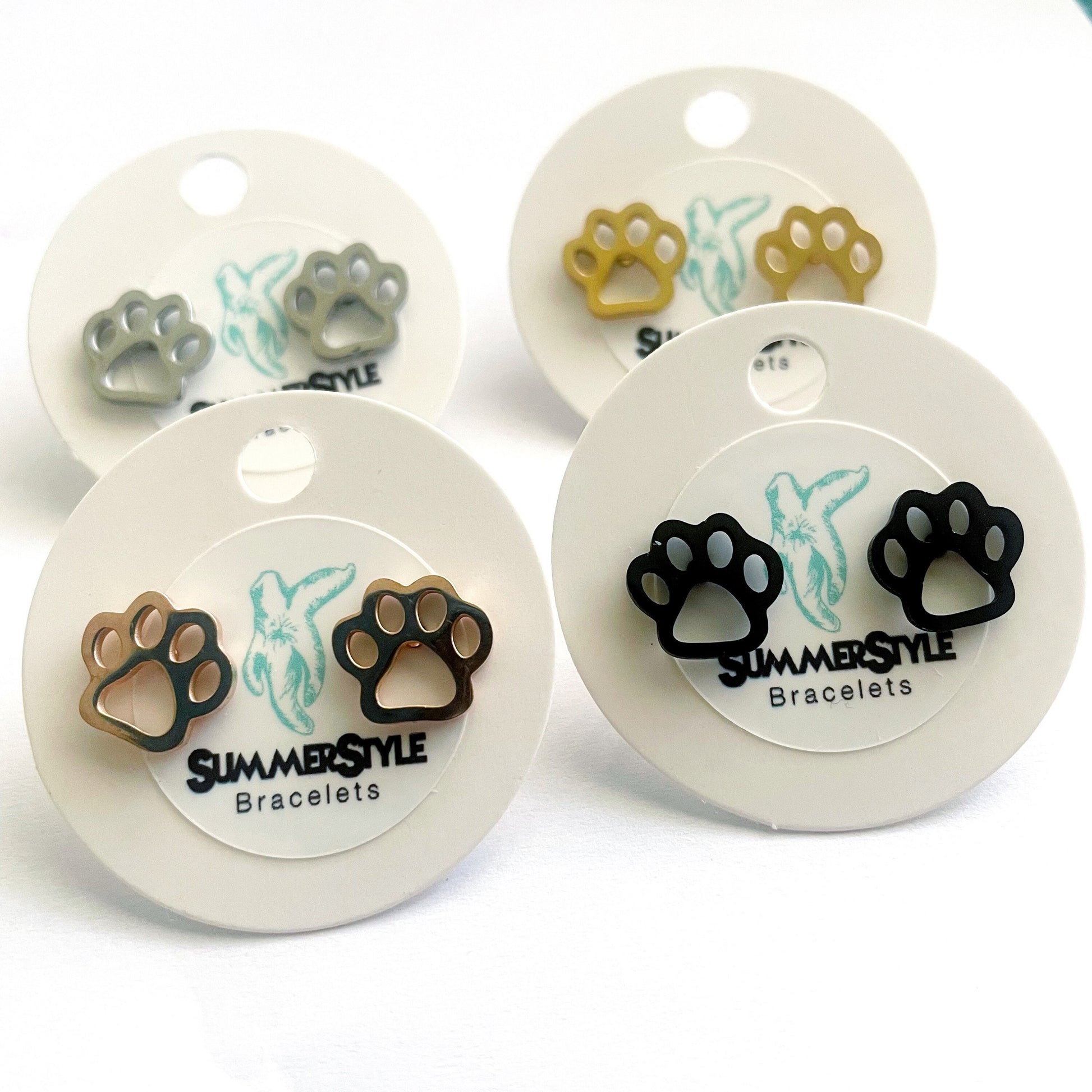 Paw Print Stud Earrings, Stud Earrings, Pet Studs, Dog Earrings, Cat Earrings, SummerStyle Bracelets