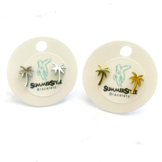 Palm Tree Stud Earrings, Stud Earrings, Stainless Steel Studs, Tropical Earrings, SummerStyle Bracelets