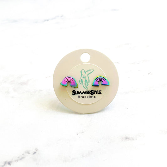 Oil Slick Rainbow Stud Earrings, Stud Earrings, Rainbow Earrings, SummerStyle Bracelets