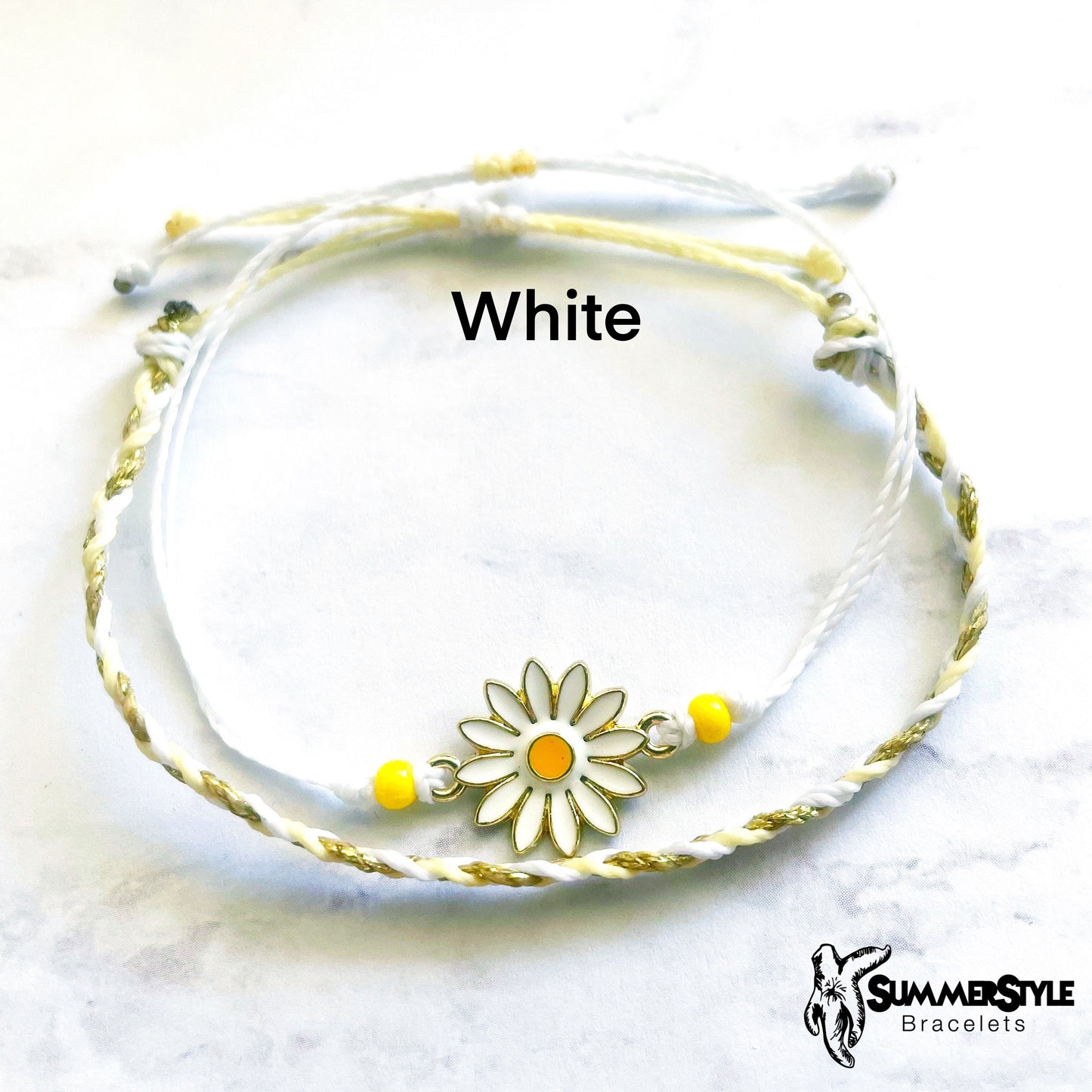 Daisy Braids Adjustable Waterproof Bracelet, Daisy Bracelet, Floral Jewelry, Braided Bracelet, SummerStyle Bracelets