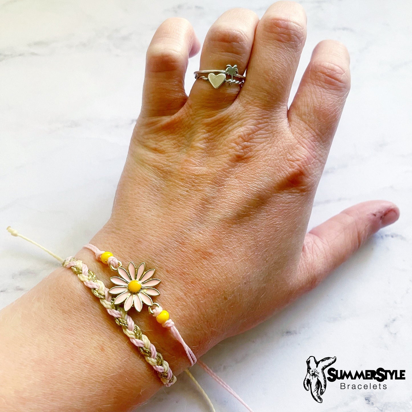 Daisy Braids Adjustable Waterproof Bracelet, Daisy Bracelet, Floral Jewelry, Braided Bracelet, SummerStyle Bracelets