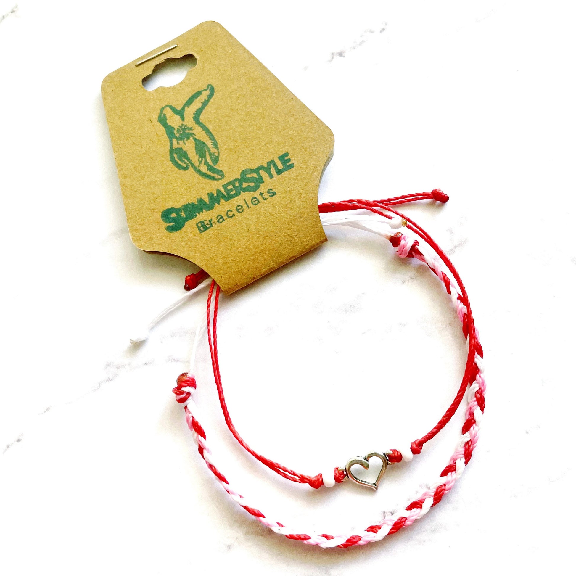 Hollow Heart Custom Adjustable Waterproof Bracelet Pack, Love Gift, Valentine Gift, Wax Cord Bracelet, SummerStyle Bracelets