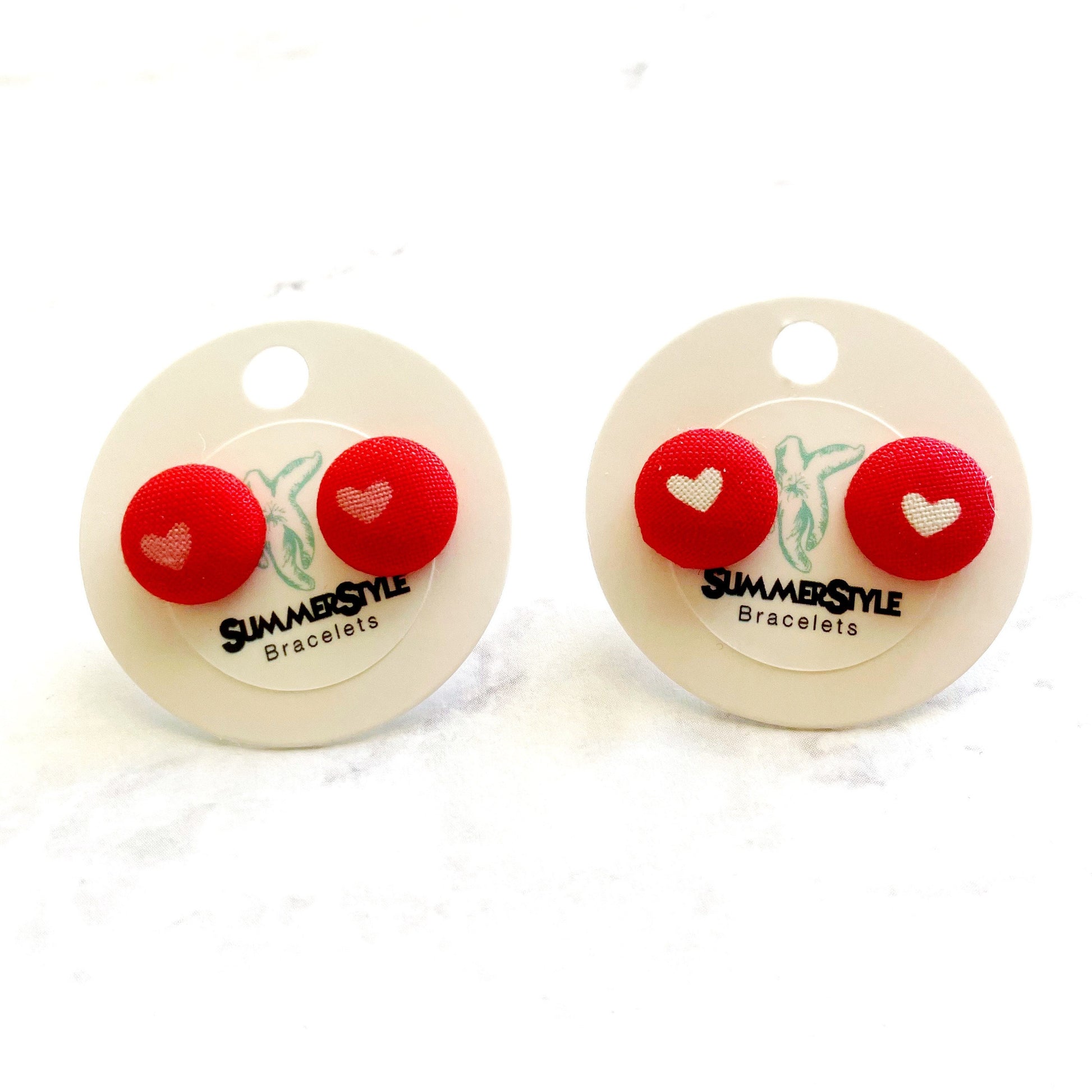 VALENTINE Red Mini Heart Fabric Stud Earrings, Valentine Earrings, Valentine Jewelry, SummerStyle Bracelets