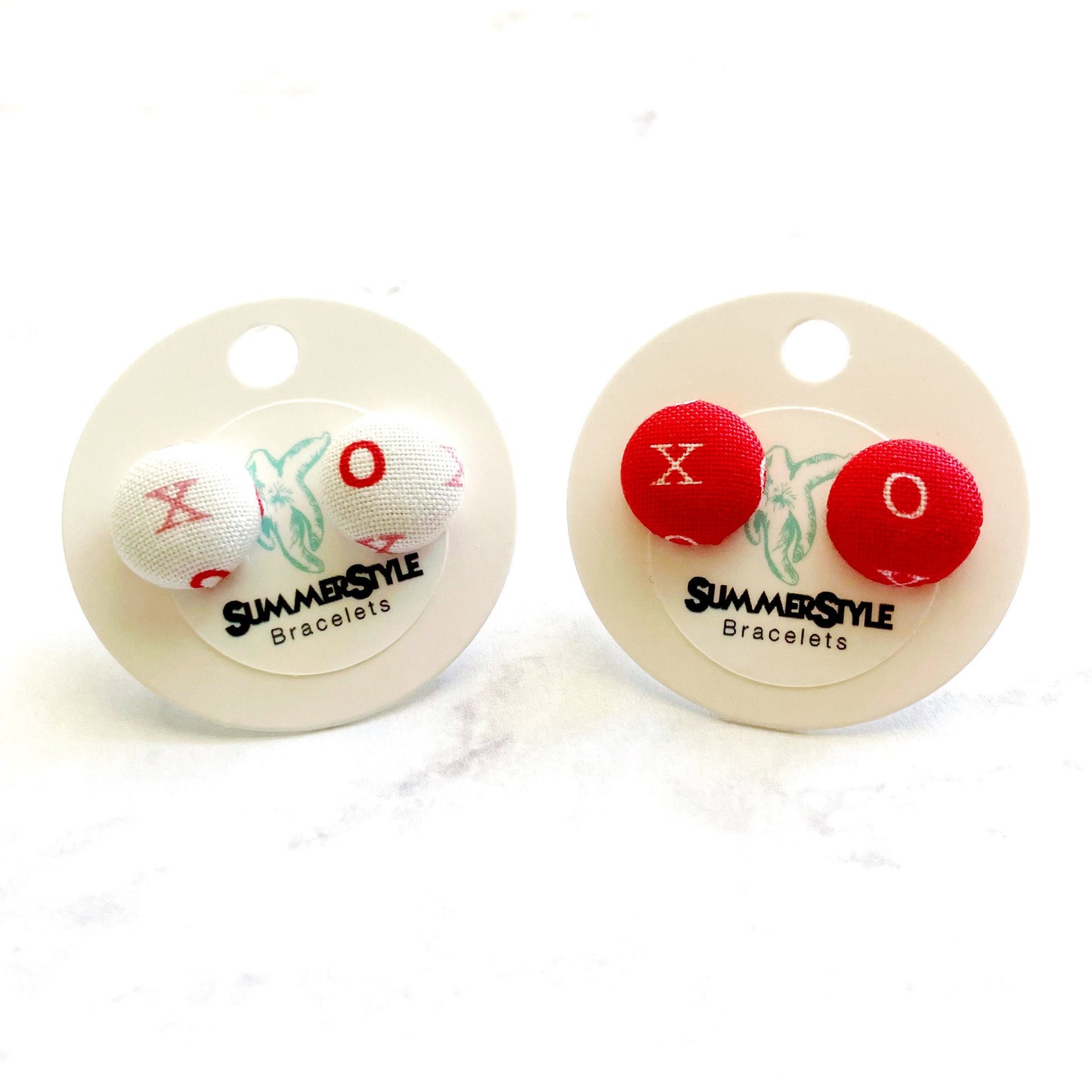 VALENTINE XO Mini Fabric Stud Earrings, Valentine Earrings, Valentine Jewelry, SummerStyle Bracelets