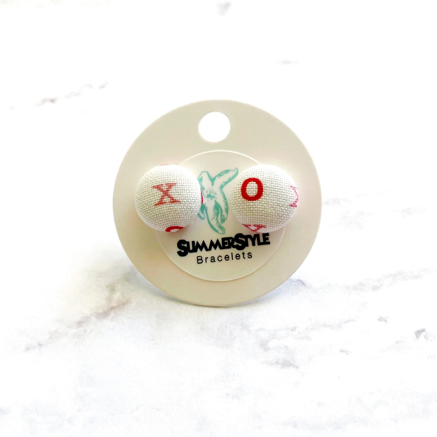 VALENTINE XO Mini Fabric Stud Earrings, Valentine Earrings, Valentine Jewelry, SummerStyle Bracelets