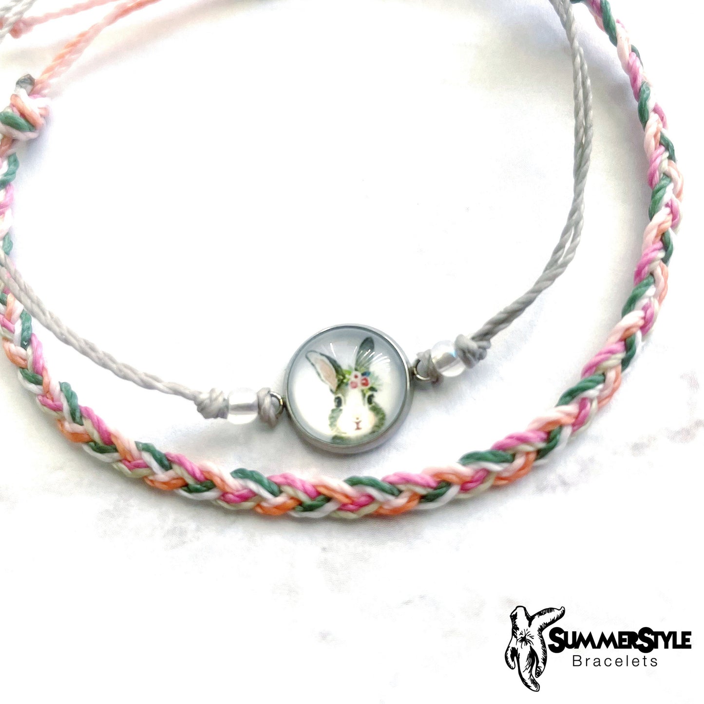 SPRING Easter Bunny Adjustable Waterproof Bracelet Pack, Cabochon Bracelet, Braided Bracelet, Easter Jewelry, SummerStyle Bracelets