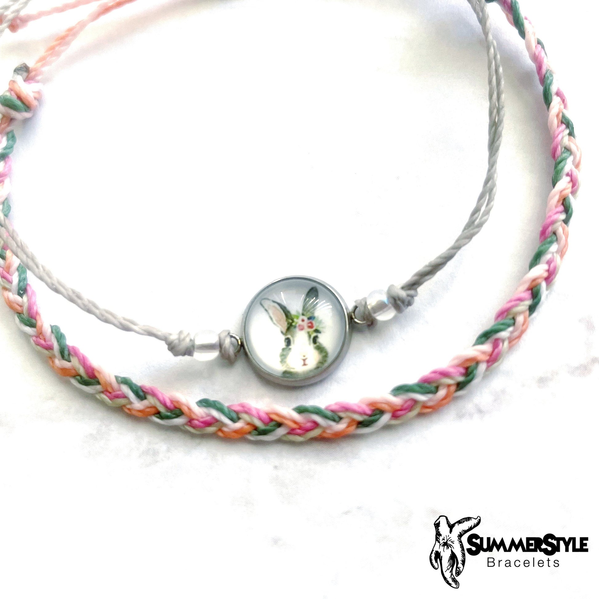 SPRING Easter Bunny Adjustable Waterproof Bracelet Pack, Cabochon Bracelet, Braided Bracelet, Easter Jewelry, SummerStyle Bracelets