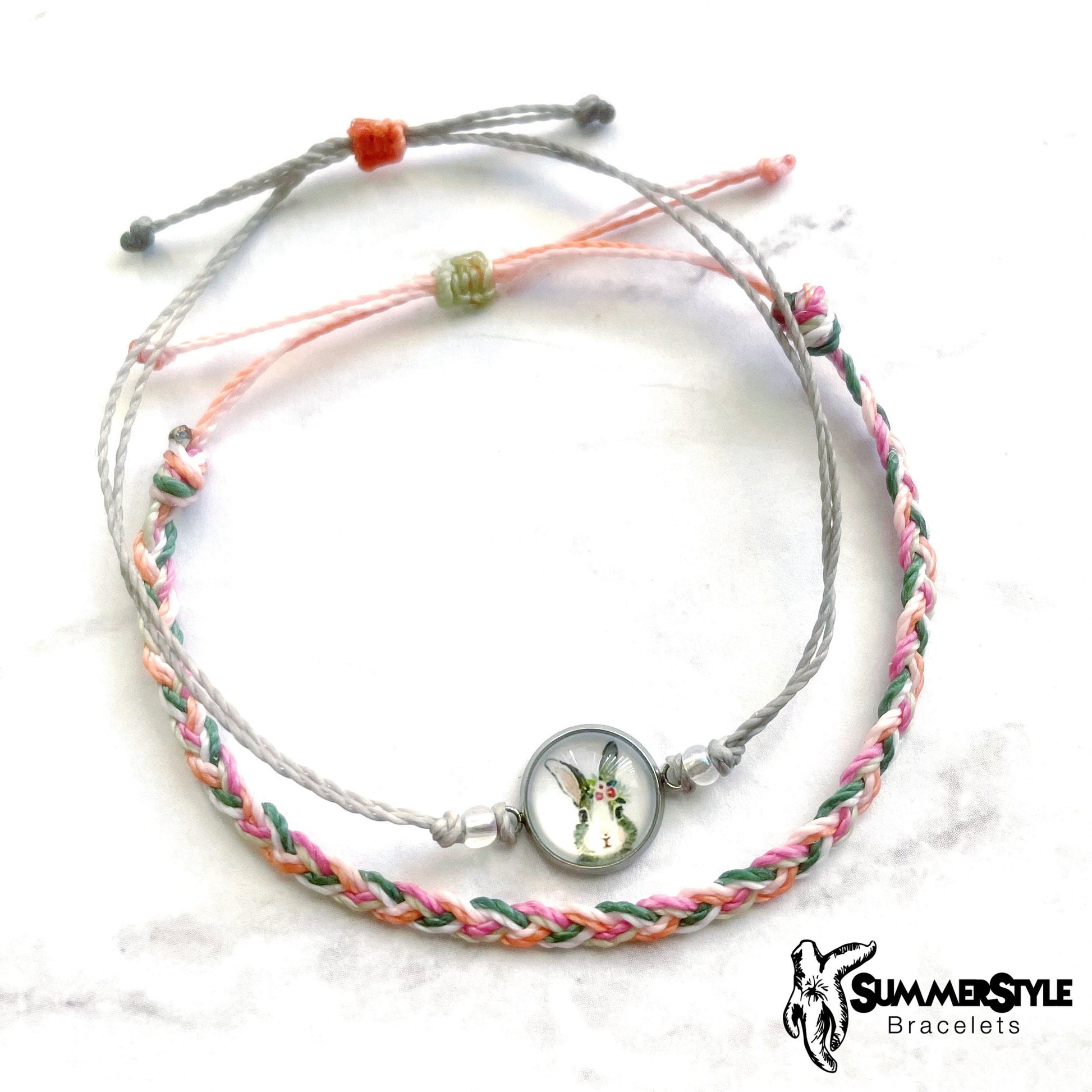SPRING Easter Bunny Adjustable Waterproof Bracelet Pack, Cabochon Bracelet, Braided Bracelet, Easter Jewelry, SummerStyle Bracelets