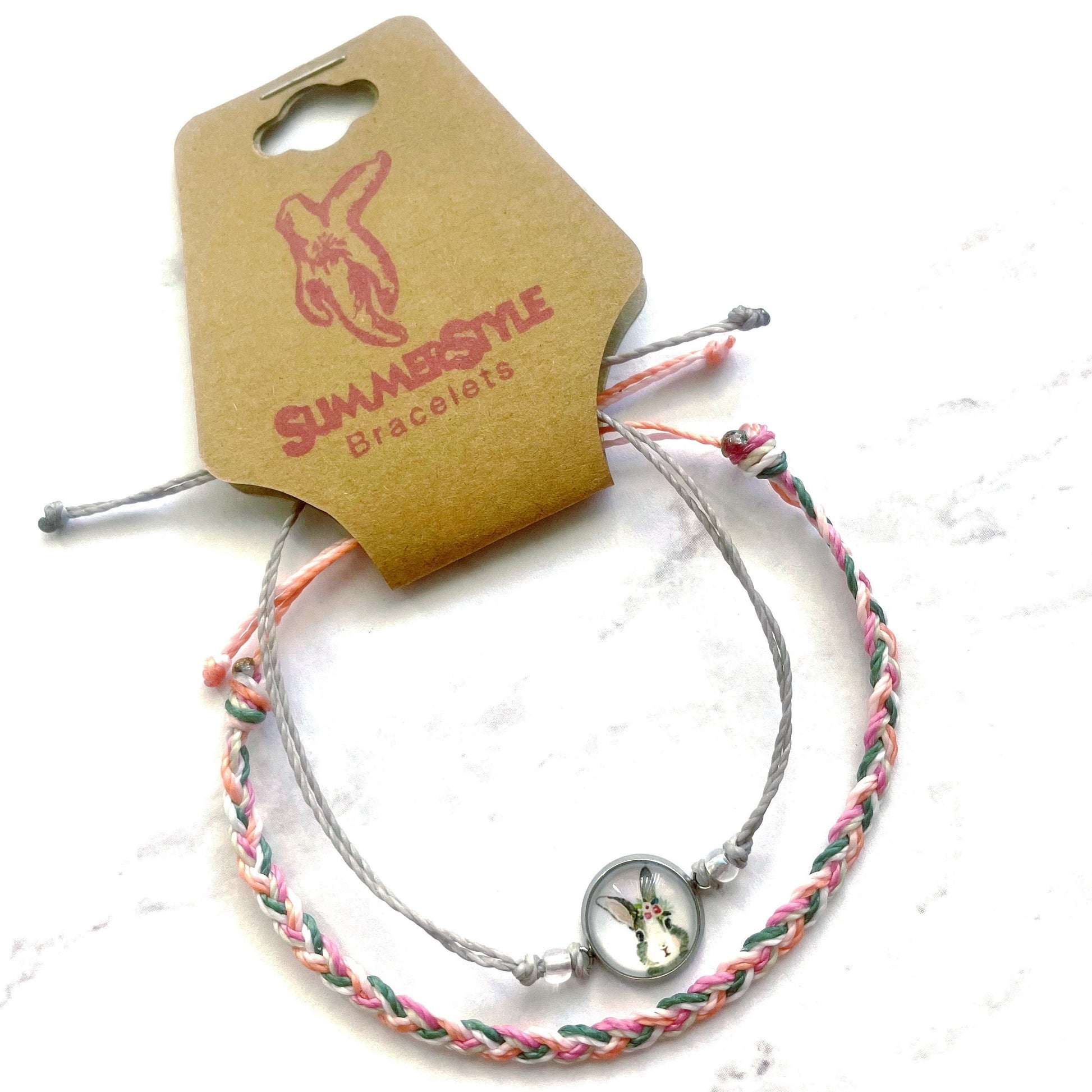 SPRING Easter Bunny Adjustable Waterproof Bracelet Pack, Cabochon Bracelet, Braided Bracelet, Easter Jewelry, SummerStyle Bracelets