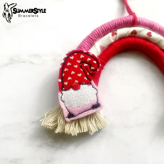 VALENTINE’S DAY Gnome Macrame Rainbow Car Charm, Valentine Macrame, Boho Accessories, Macrame Rainbow, SummerStyle Bracelets