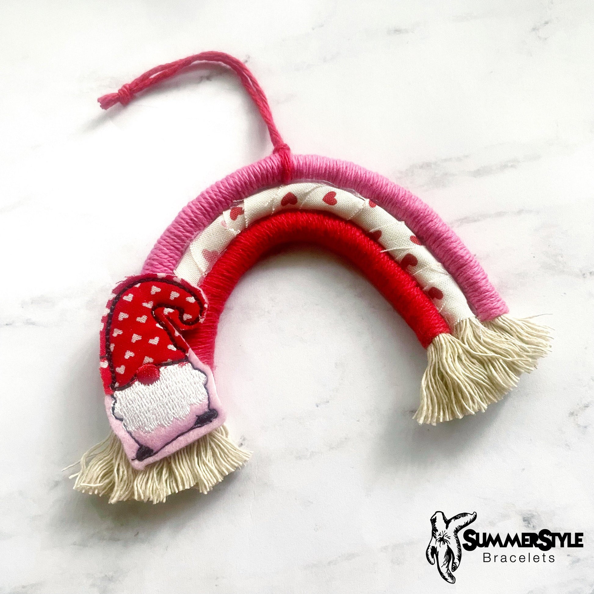 VALENTINE’S DAY Gnome Macrame Rainbow Car Charm, Valentine Macrame, Boho Accessories, Macrame Rainbow, SummerStyle Bracelets