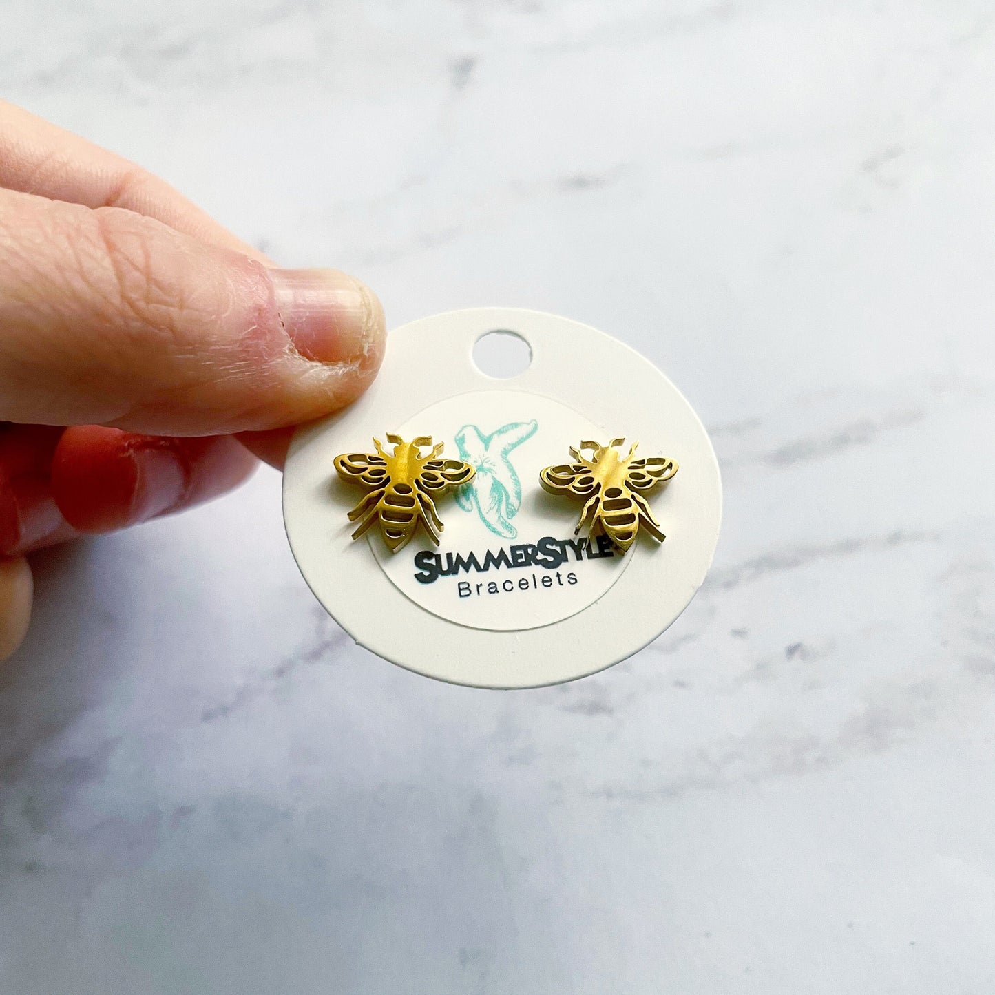 Gold Honeybee Stud Earrings, Stud Earrings, Stainless Steel Studs, Bee Earrings, SummerStyle Bracelets