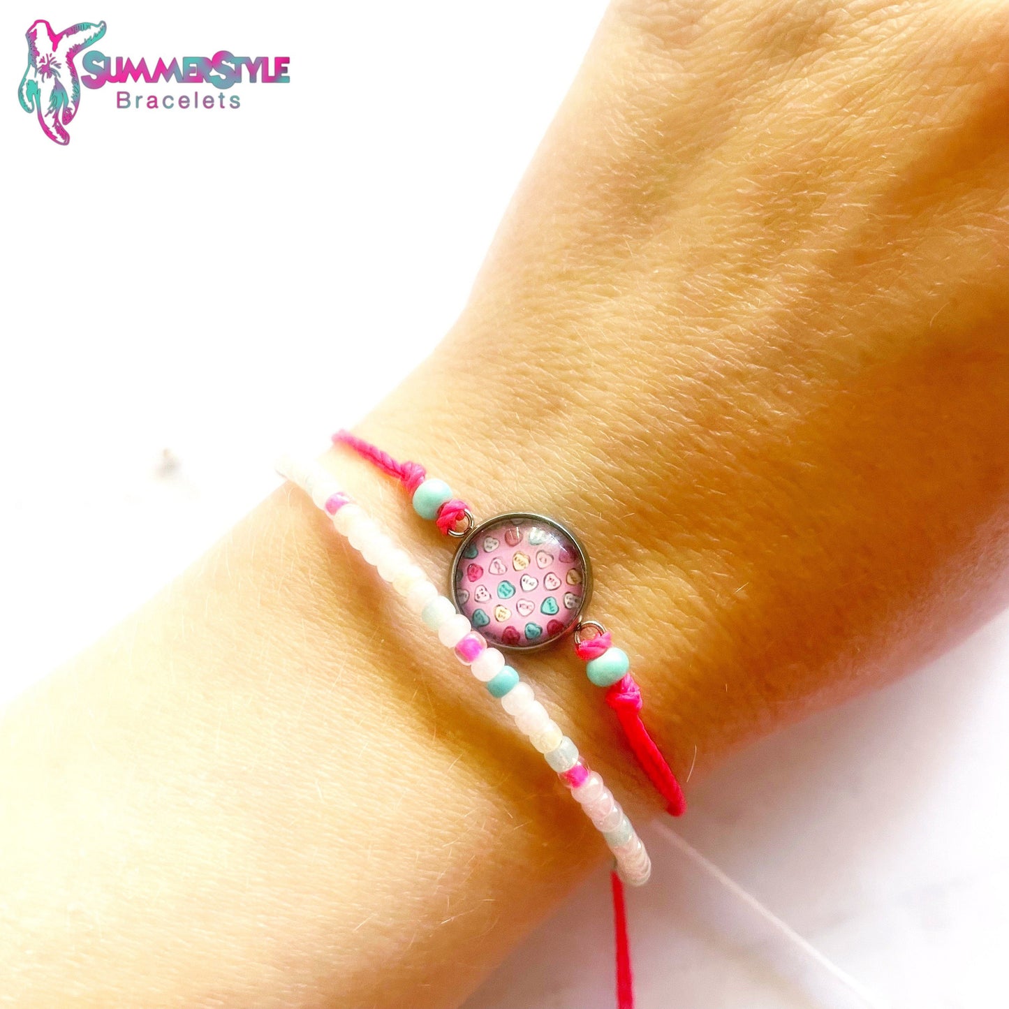 VALENTINE’S DAY Candy Hearts Adjustable Waterproof Bracelet Pack, Valentine Bracelet, Valentine's Day Gift, SummerStyle Bracelets