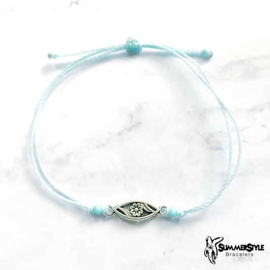 Floral Surfboard Custom Adjustable Waterproof Bracelet, Surf Bracelet, Surf Lover Gift, Wax Cord Bracelet, SummerStyle Bracelets