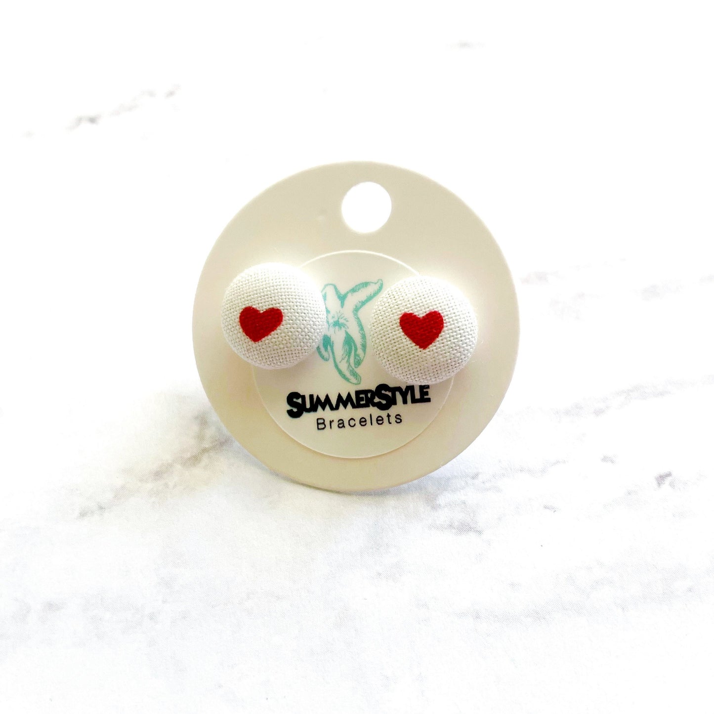 VALENTINE White Mini Heart Fabric Stud Earrings, Valentine Earrings, Valentine Jewelry, SummerStyle Bracelets