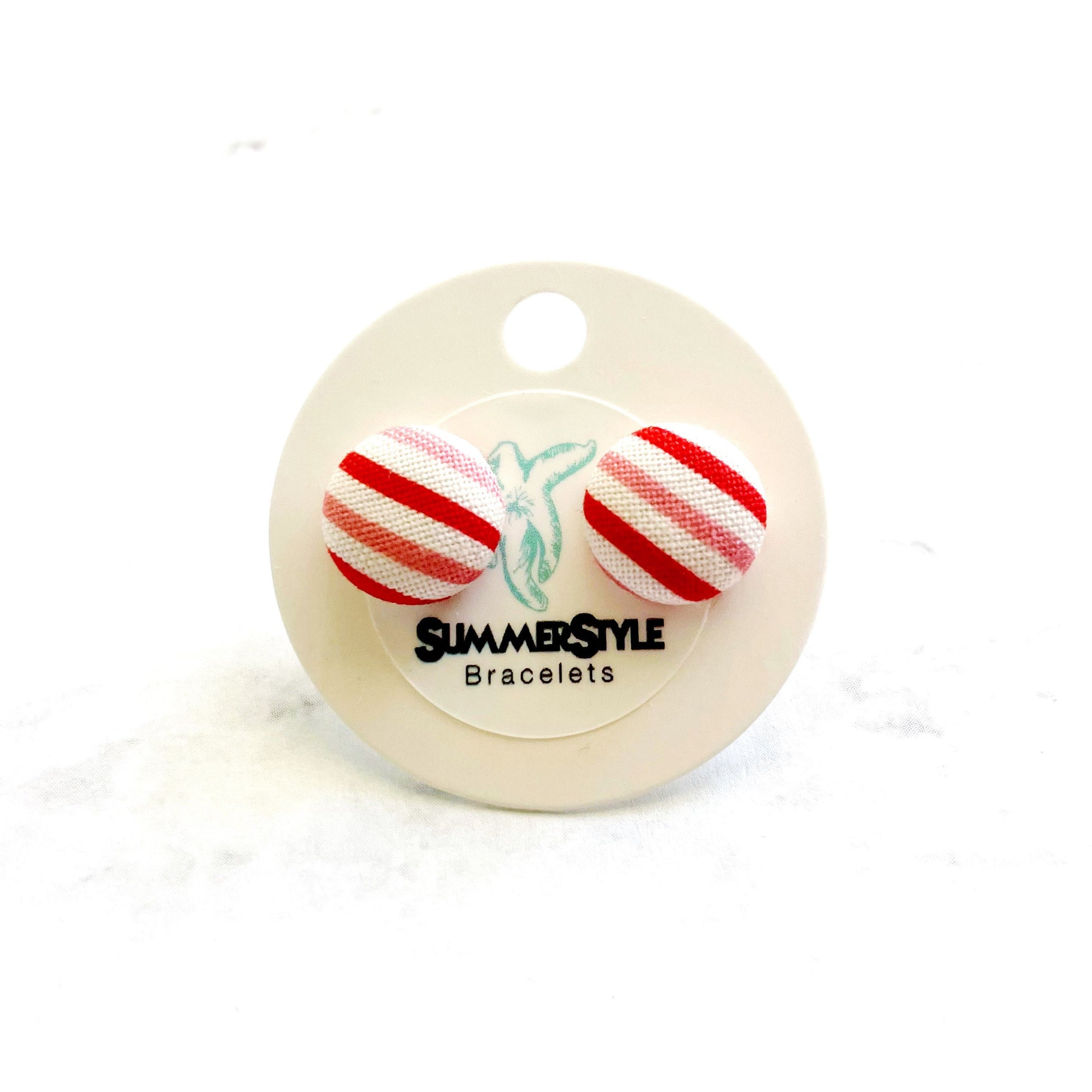 VALENTINE Striped Fabric Stud Earrings, Valentine Earrings, Valentine Jewelry, SummerStyle Bracelets