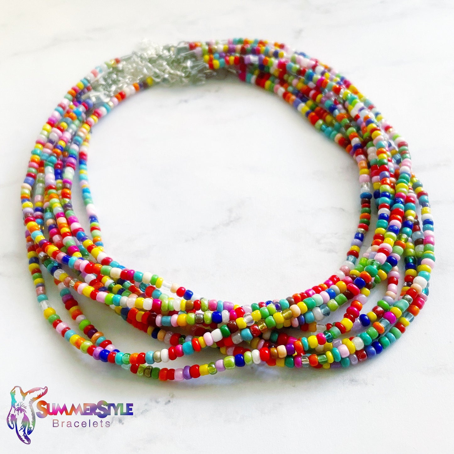 Surfer’s Paradise Rainbow Seed Bead Choker, Choker Necklace, Seed Bead Choker, Summer Jewelry, SummerStyle Bracelets