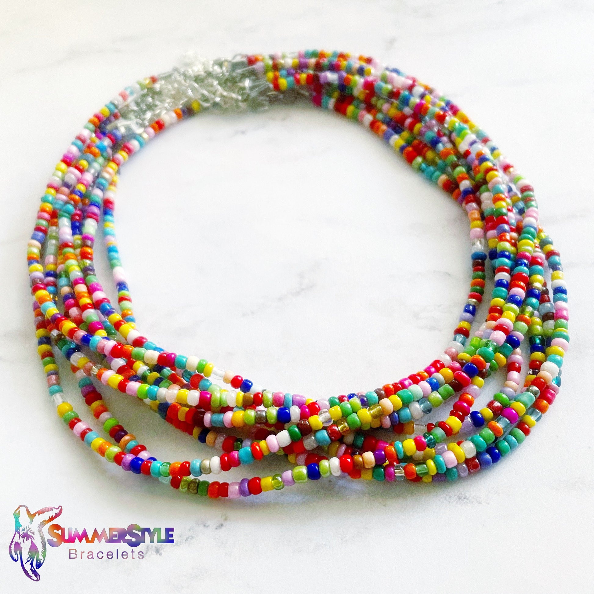 Surfer’s Paradise Rainbow Seed Bead Choker, Choker Necklace, Seed Bead Choker, Summer Jewelry, SummerStyle Bracelets