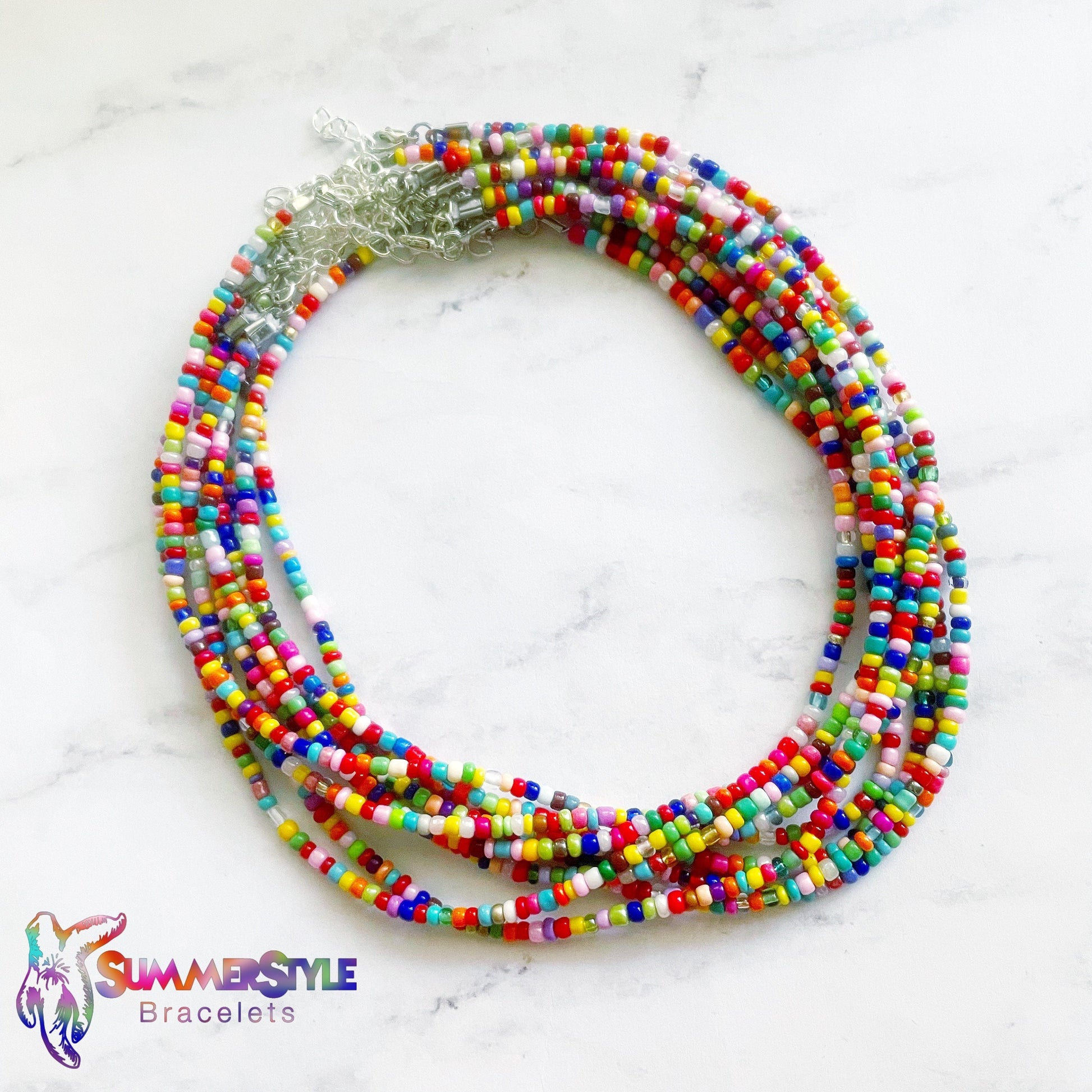 Surfer’s Paradise Rainbow Seed Bead Choker, Choker Necklace, Seed Bead Choker, Summer Jewelry, SummerStyle Bracelets