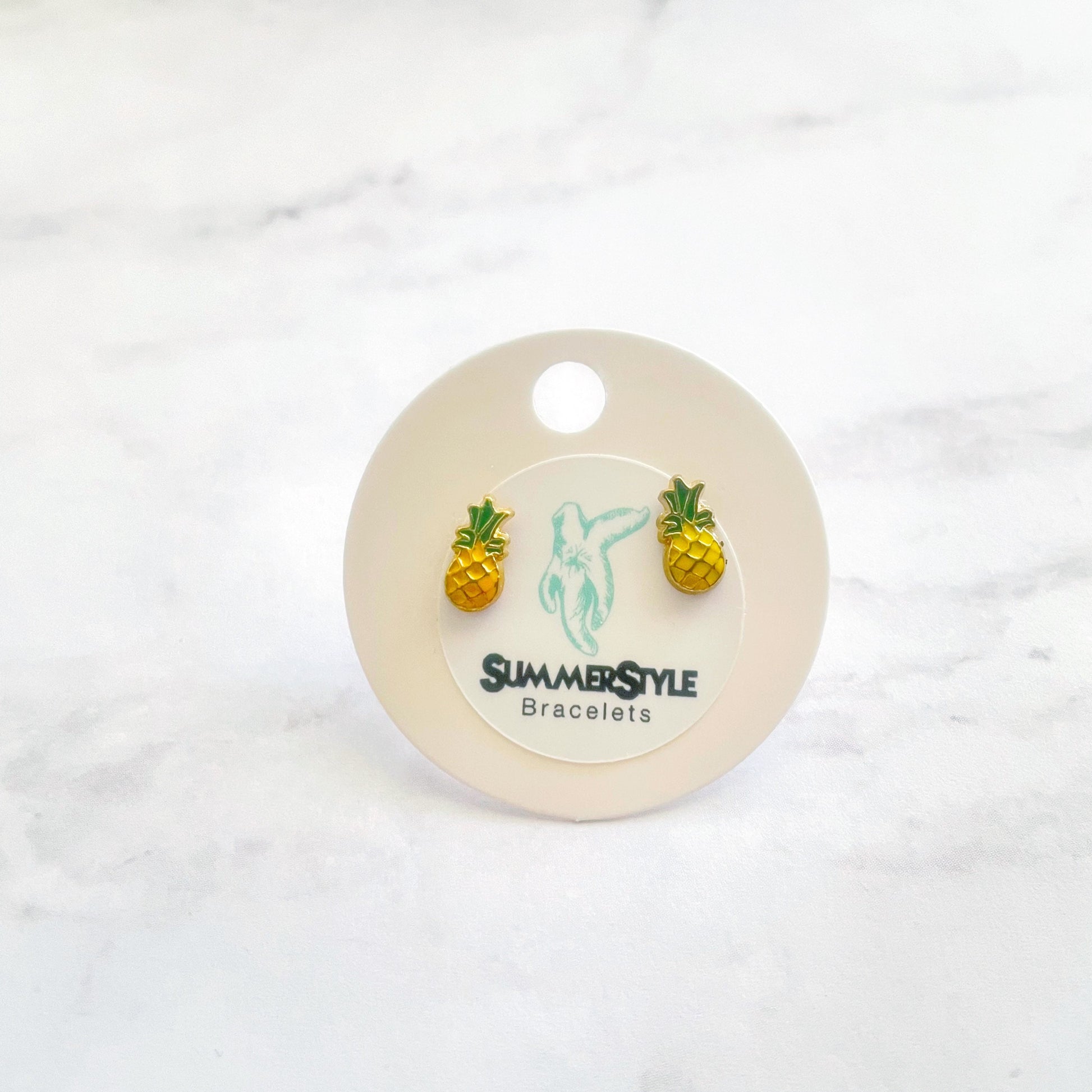 Mini Enamel Pineapple Stud Earrings, Stud Earrings, Pineapple Earrings, SummerStyle Bracelets