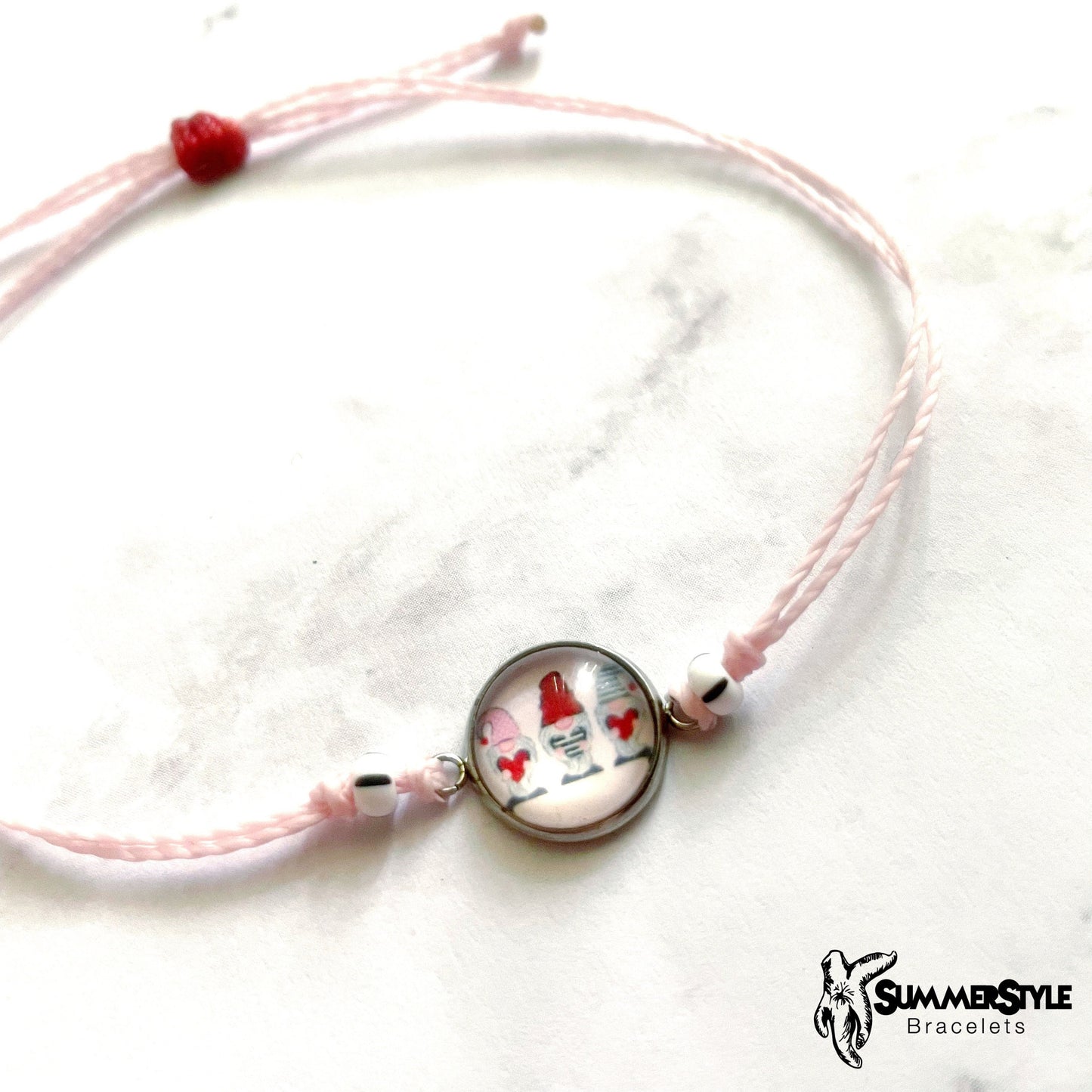 VALENTINE Gnome Adjustable Waterproof Bracelet, Valentine’s Day Bracelet, Cabochon Jewelry, SummerStyle Bracelets