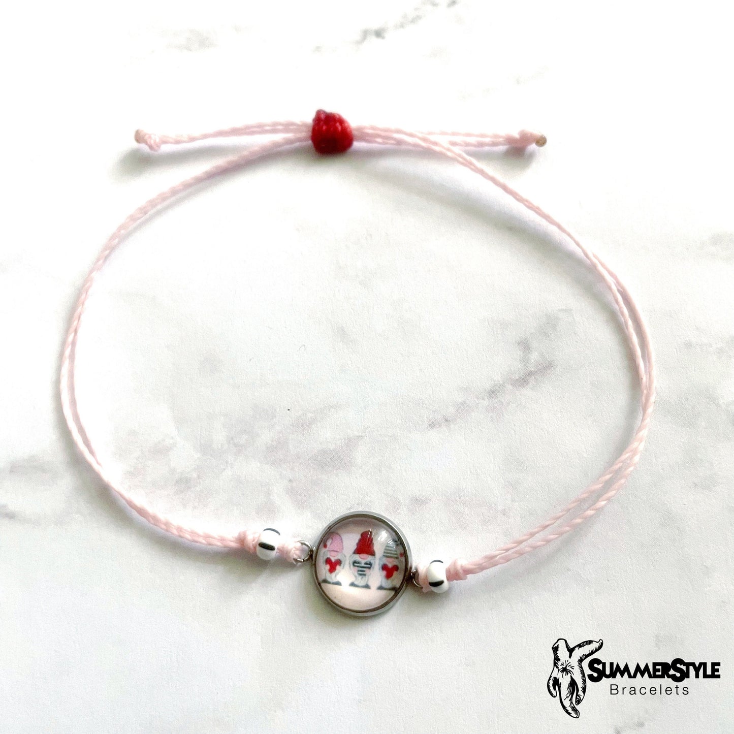 VALENTINE Gnome Adjustable Waterproof Bracelet, Valentine’s Day Bracelet, Cabochon Jewelry, SummerStyle Bracelets