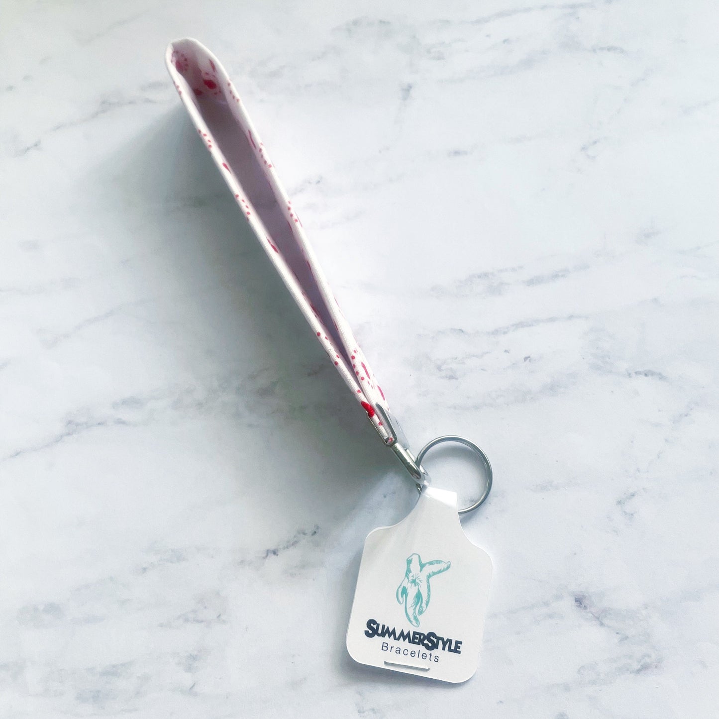 VALENTINE White Polka Dot Heart Key Fob Wristlet, Wristlet Lanyard, Keychain Wristlet, Handmade Lanyard, SummerStyle Bracelets