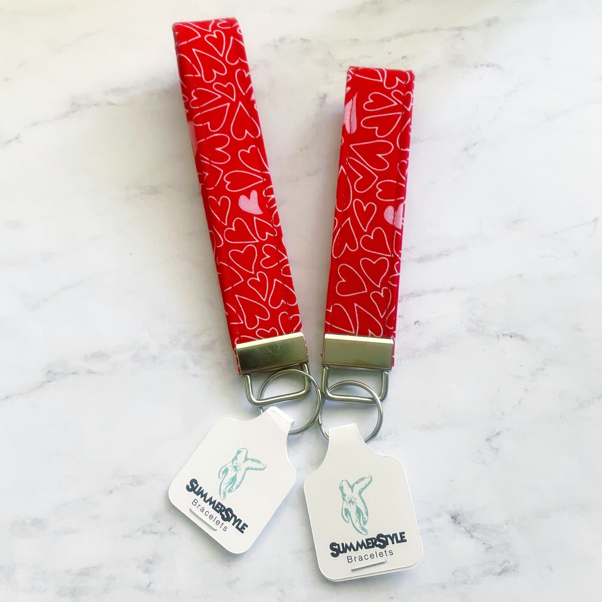 VALENTINE Red Big Heart Key Fob Wristlet, Wristlet Lanyard, Keychain Wristlet, Handmade Lanyard, SummerStyle Bracelets