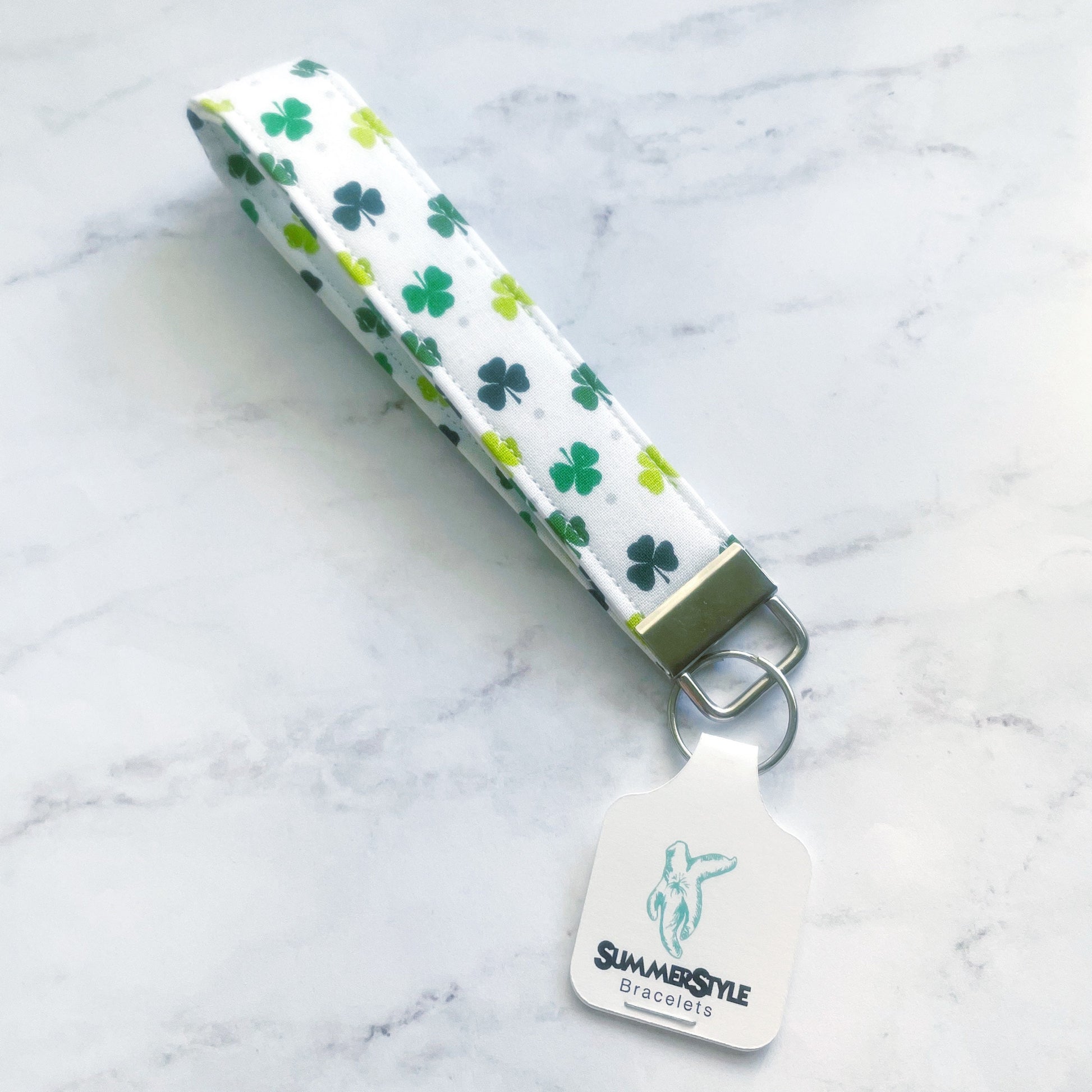 ST PATRICKS DAY Shamrock Key Fob Wristlet | 6.5in Wristlet Lanyard | Keychain Wristlet | Handmade Lanyard | SummerStyle Bracelets