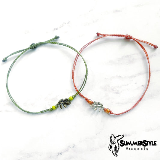 Mini Branch Custom Adjustable Waterproof Bracelet, Branch Bracelet, Plant Lover Gift, Wax Cord Bracelet, SummerStyle Bracelets