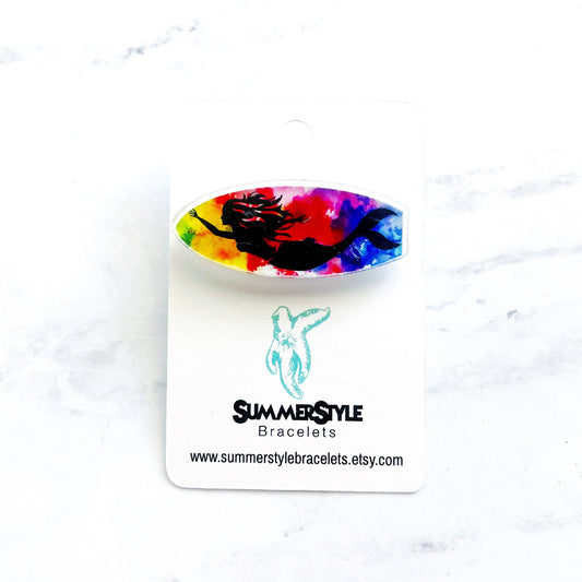 Mermaid Surfboard Acrylic Pin, Backpack Pin, Summer Pin, Surf Pin, Mini Acrylic Pin, SummerStyle Bracelets