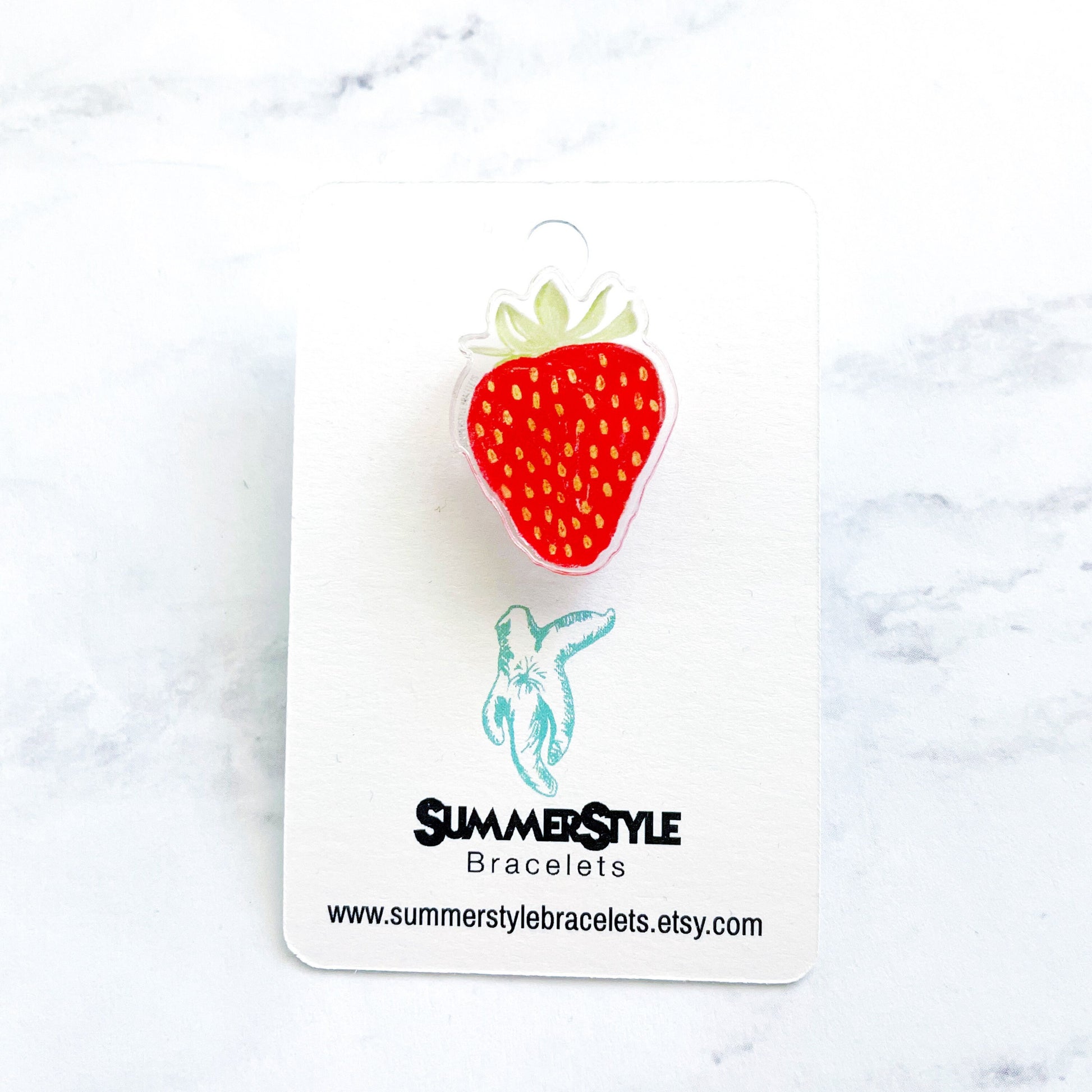 Sweet Strawberry Acrylic Pin, Backpack Pin, Summer Pin, Strawberry Pin, Mini Acrylic Pin, SummerStyle Bracelets