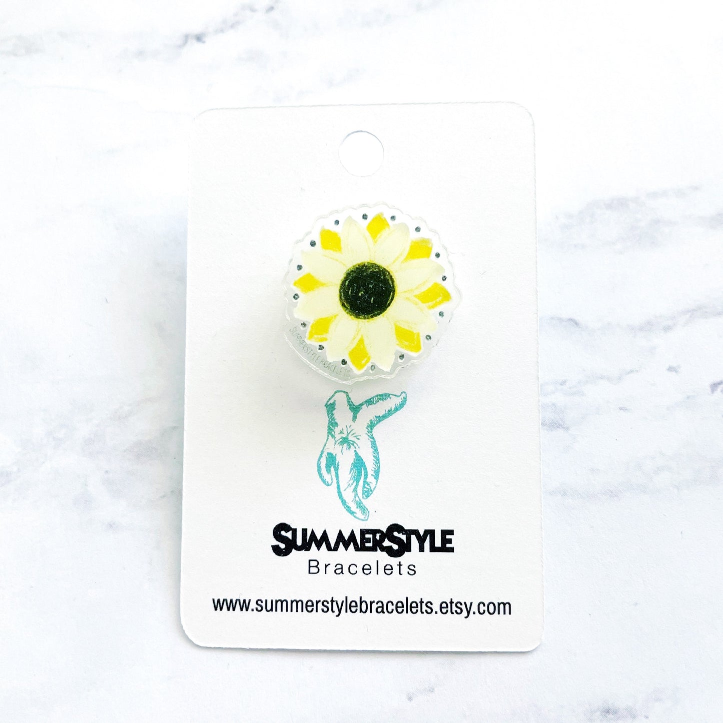 Sunny Sunflower Acrylic Pin, Backpack Pin, Summer Pin, Sunflower Pin, Mini Acrylic Pin, SummerStyle Bracelets