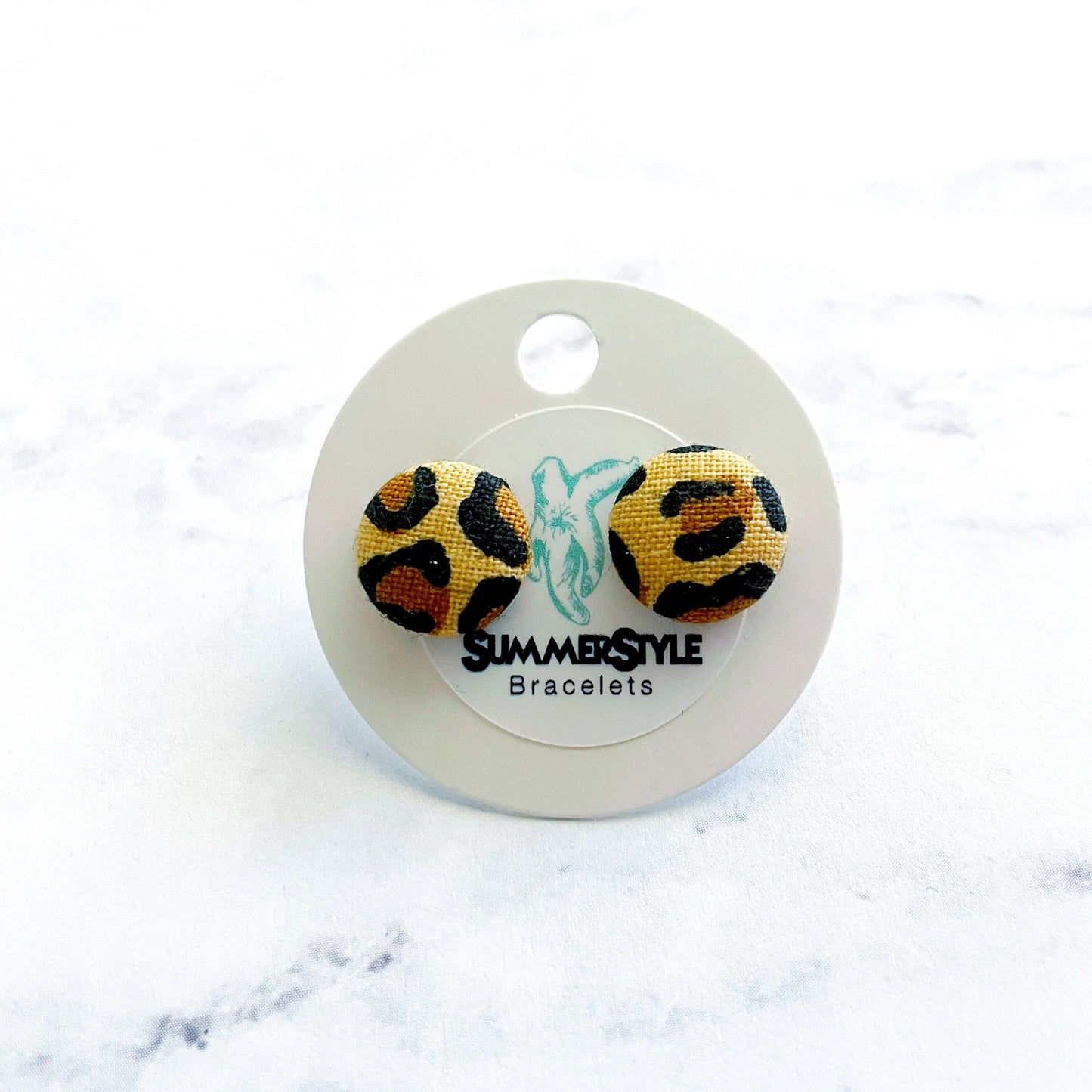 Cheetah Print Fabric Stud Earrings, Fabric Earrings, Cheetah Jewelry, SummerStyle Bracelets