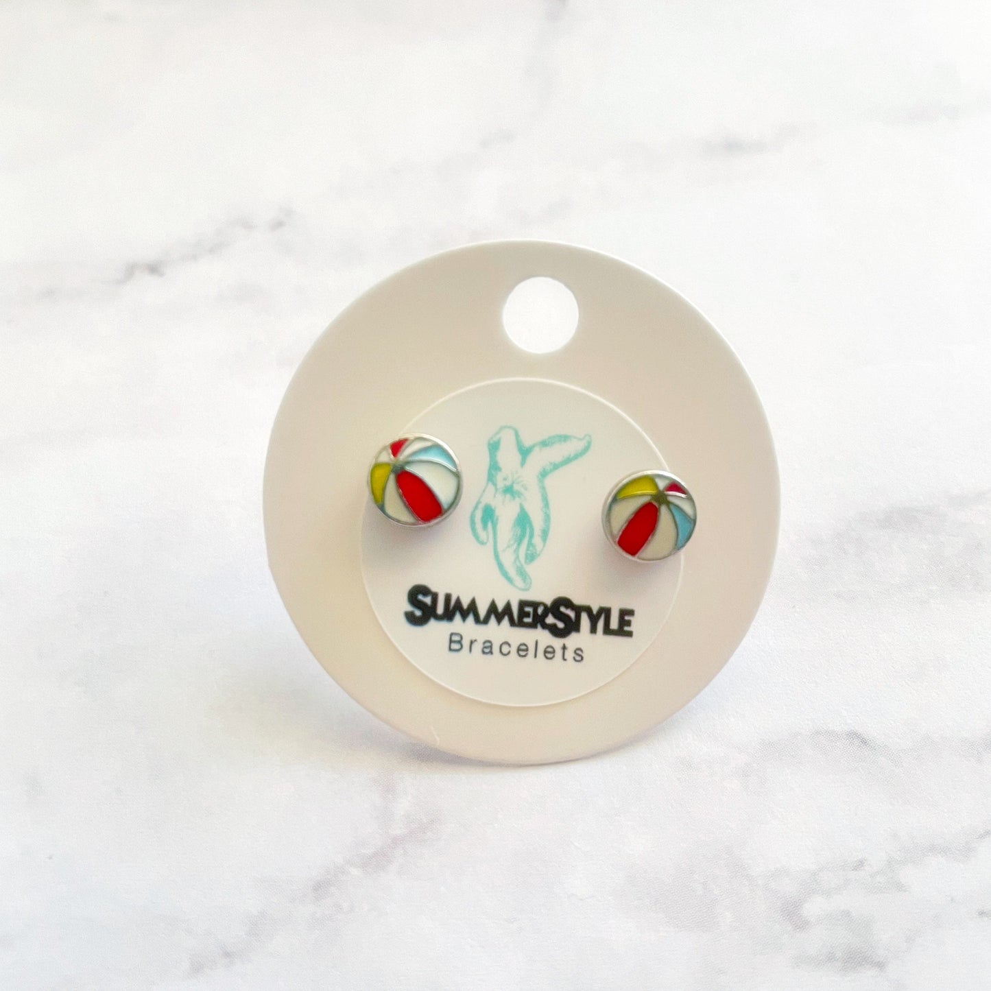 Mini Enamel Beach Ball Stud Earrings, Stud Earrings, Beach Earrings, SummerStyle Bracelets