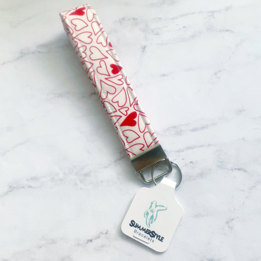 VALENTINE White Big Heart Key Fob Wristlet, Wristlet Lanyard, Keychain Wristlet, Handmade Lanyard, SummerStyle Bracelets