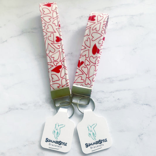 VALENTINE White Big Heart Key Fob Wristlet, Wristlet Lanyard, Keychain Wristlet, Handmade Lanyard, SummerStyle Bracelets